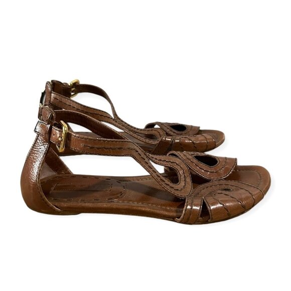 Prada Flat Gladiator Sandals, Brown Leather, Size 38.5 EU, with a Dust Bag - Picture 3 of 11